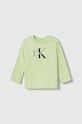 Detské tričko s dlhým rukávom Calvin Klein Jeans s elastanom zelená IN0IN00005.PPYH