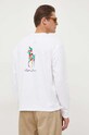 Βαμβακερή μπλούζα με μακριά μανίκια Polo Ralph Lauren 710926612 λευκό SS24