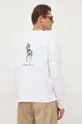 Bavlnené tričko s dlhým rukávom Polo Ralph Lauren biela