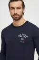 Bavlnené tričko s dlhým rukávom Tommy Hilfiger tmavomodrá