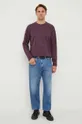 Bavlnené tričko s dlhým rukávom G-Star Raw fialová