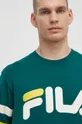 zelena Bombažna majica z dolgimi rokavi Fila Luohe