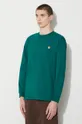зелёный Хлопковый лонгслив Carhartt WIP Longsleeve Chase T-Shirt