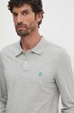 Bavlnené tričko s dlhým rukávom United Colors of Benetton 3089J3204 sivá AW24