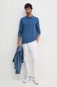 United Colors of Benetton longsleeve din bumbac 3089J3204 albastru AW24