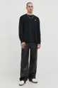 Βαμβακερή μπλούζα με μακριά μανίκια Abercrombie & Fitch μαύρο