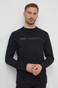 črna Bombažna majica z dolgimi rokavi Karl Lagerfeld