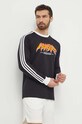 Бавовняний лонгслів adidas Originals Flames чорний IS0206