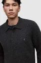 Vlnený sveter AllSaints SHAPLEY LS POLO čierna