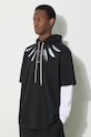 Pamučna dukserica Marcelo Burlon Collar Feathers Dbl Sleeves crna CMAB044S24JER0021001