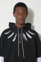 Хлопковая кофта Marcelo Burlon Collar Feathers Dbl Sleeves CMAB044S24JER0021001 чёрный