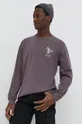 Bombažna majica z dolgimi rokavi Hollister Co. vijolična