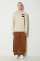 Βαμβακερή μπλούζα με μακριά μανίκια The North Face M L/S Fine Tee NF0A87NC3X41 μπεζ SS24