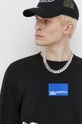 črna Bombažna majica z dolgimi rokavi Karl Lagerfeld Jeans