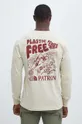 béžová Bavlnené tričko s dlhým rukávom The North Face Patron Plasticfree Peaks