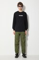 Maharishi longsleeve din bumbac Woodblock Dragon 1277.BLACK negru SS24