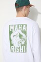 Maharishi longsleeve din bumbac Woodblock Dragon L/S 1277.WHITE