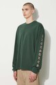 Oblečenie Bavlnené tričko s dlhým rukávom PLEASURES Oe Long Sleeve P24SU008.GREEN zelená