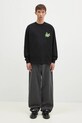 MKI MIYUKI ZOKU cotton longsleeve top Leaf Long Sleeve Tee LEAF.LONG.SLEEVE.TEE black