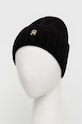Tommy Hilfiger czapka z domieszką wełny AW0AW15779 czarny SS24