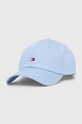 Tommy Hilfiger czapka z daszkiem bawełniana aplikacja niebieski AW0AW15785