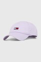 Tommy Jeans czapka z daszkiem bawełniana bawełna fioletowy AW0AW15842