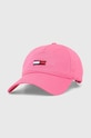 Tommy Jeans czapka z daszkiem bawełniana aplikacja różowy AW0AW15842