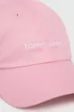 Tommy Jeans czapka z daszkiem bawełniana różowy