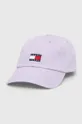 μωβ Βαμβακερό καπέλο του μπέιζμπολ Tommy Jeans Γυναικεία