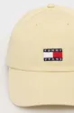 Βαμβακερό καπέλο του μπέιζμπολ Tommy Jeans κίτρινο