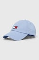 Tommy Jeans șapcă de baseball din bumbac bumbac albastru AW0AW15848