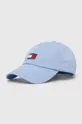 modra Bombažna bejzbolska kapa Tommy Jeans Ženski