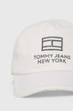 Tommy Jeans șapcă de baseball din bumbac AW0AW15851 alb SS24
