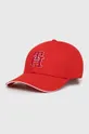 κόκκινο Βαμβακερό καπέλο του μπέιζμπολ Tommy Hilfiger Γυναικεία