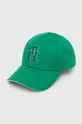 zielony Tommy Hilfiger czapka z daszkiem bawełniana Damski