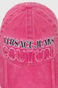 Βαμβακερό καπέλο του μπέιζμπολ Versace Jeans Couture ροζ