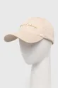 beżowy Armani Exchange czapka z daszkiem bawełniana Damski