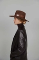 LE SH KA headwear cappello Brown Fedora 100% Feltro di lana