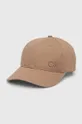 brązowy Calvin Klein czapka z daszkiem bawełniana Damski