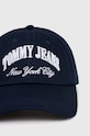 Памучна шапка с козирка Tommy Jeans AW0AW15959 тъмносин SS24