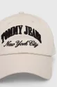 Βαμβακερό καπέλο του μπέιζμπολ Tommy Jeans μπεζ