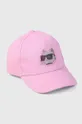 розовый Детская хлопковая кепка Karl Lagerfeld Для девочек