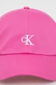 Παιδικό βαμβακερό καπέλο μπέιζμπολ Calvin Klein Jeans ροζ