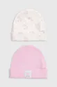 розовый Детская хлопковая шапка United Colors of Benetton 2 шт Для девочек