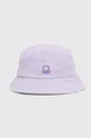 fialová Detský bavlnený klobúk United Colors of Benetton Dievčenský
