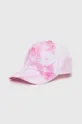 różowy Guess czapka z daszkiem bawełniana dziecięca Dziewczęcy