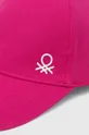 Дитяча бавовняна кепка United Colors of Benetton рожевий