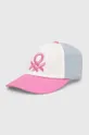 ροζ Βαμβακερό καπέλο του μπέιζμπολ United Colors of Benetton Παιδικά