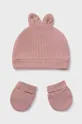розовый Детская шапка и перчатки Mayoral Newborn Детский