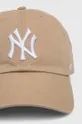 47 brand czapka z daszkiem bawełniana dziecięca MLB New York Yankees CLEAN UP beżowy